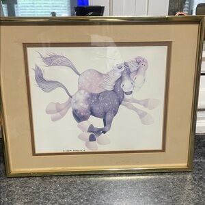Stewart Moskowitz Signed 1978 Horse Art Print with Gold Frame